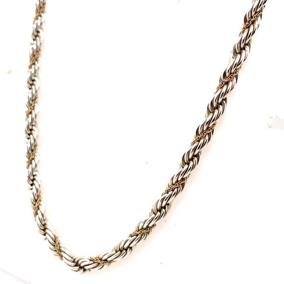 20" Precious Precious Brand Sterling Silver and 14K Gold Rope Chain - Picture 2 of 6